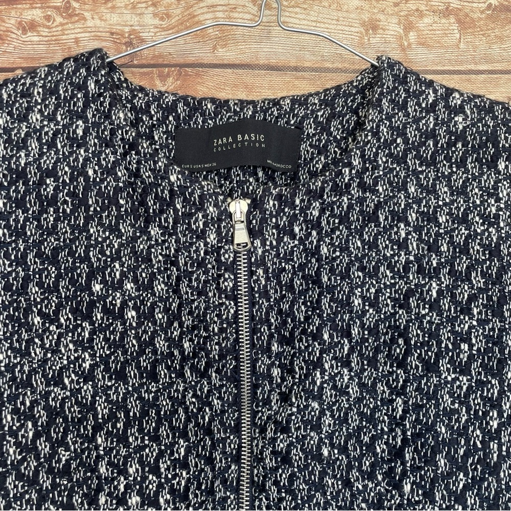 Zara Textured Weave Frock Coat With Zipper Size S - Picture 2 of 16